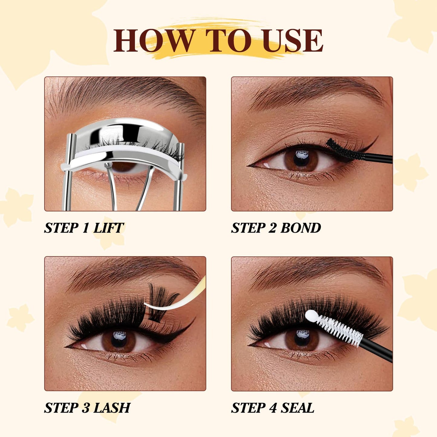 QUEWEL Lash Clusters Kit, 320Pcs 100D Lash Cluster Eyelash Extensions Mix 12-18mm 3D Eyelash Clusters with Lash Bond and Seal and Lashes Tweezers Easily Create 3D Lashes Clusters at Home(100D Kit)