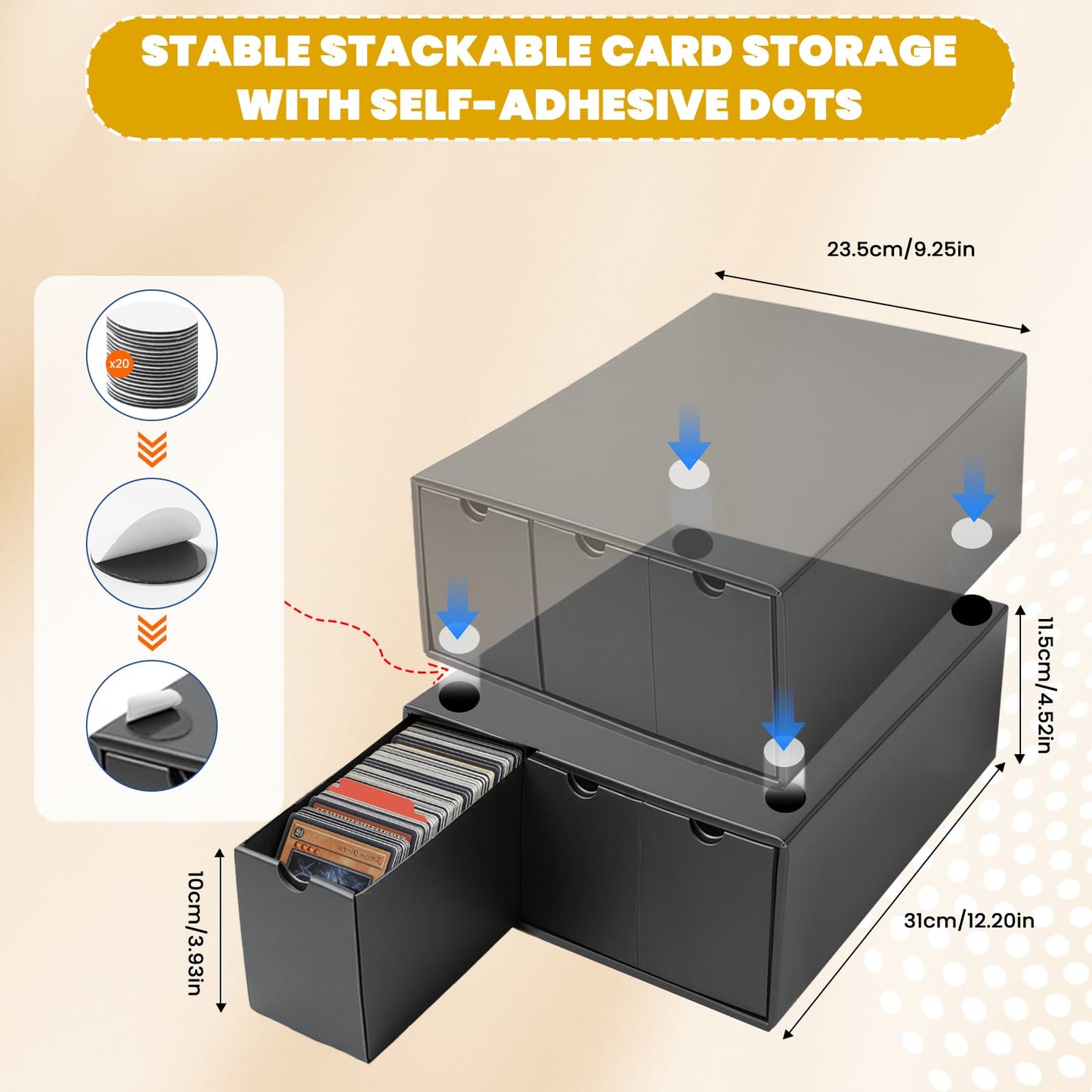 JUMPOW Trading Card Storage Box - 12000+ Card Storage Box Organizer, Bulk Card Sports Card Storage Boxes With 48 Card Dividers, Labels & Tapes, For TCG/MTG/PTCG/Baseball Card Storage And Collection
