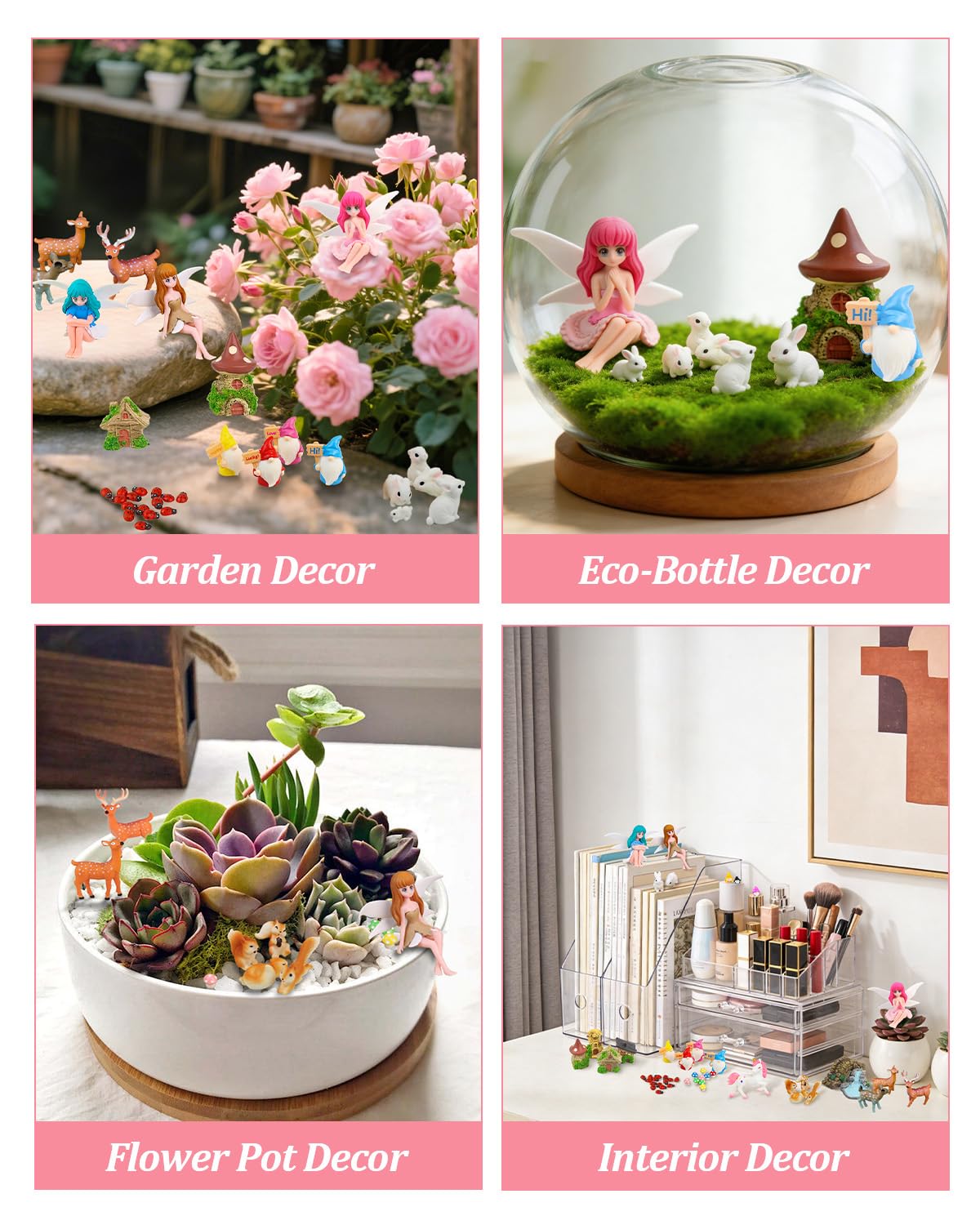 Avalution 70 Pcs Fairy Garden Accessories Kit – Miniature DIY Fairy Garden Accessories, Indoor & Outdoor Garden Decorations, Weather Resistant, Gift Bags Included