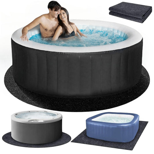 90 * 90 inch Round Inflatable Hot Tub Mat, Outdoor Indoor, Waterproof Slip-Proof Backing, Absorbent Spa Pool Ground Base Flooring Protector for Hot Tub Pool