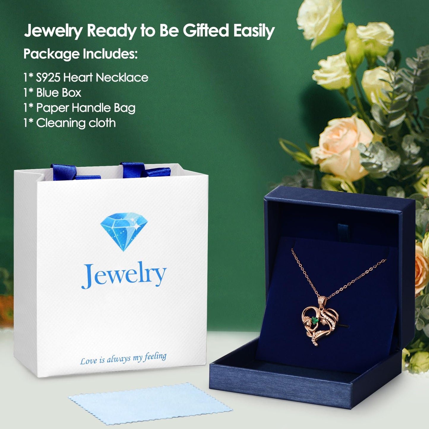 Zifeel Mothers Day Gifts for Mom Wife Her Grandma, S925 Sterling Silver Birthstone Necklaces Jewelry for Women, Mother's Day Love Heart Pendant Necklace for Anniversary Birthday Christmas Day