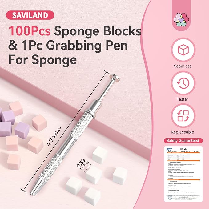 SAVILAND 100PCS Nail Sponges for Ombre: Purple Nail Art Sponges With Grabbing Pen Ombre Nail Sponge Gradient Nail Tools Aura Nails Ombre Nail Brush Professional Home DIY Nail Art Salon