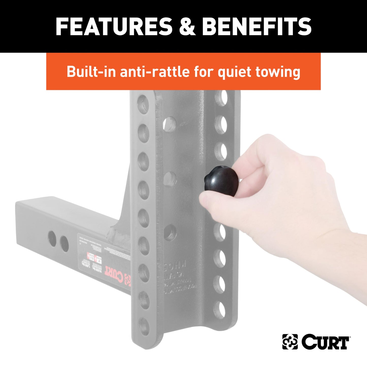CURT 45900 Adjustable Trailer Hitch Ball Mount, 2-Inch Receiver, 6-Inch Drop, 2 and 2-5/16-Inch Balls, 14,000 lbs