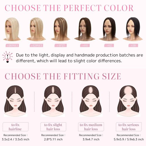 Rich Choices Hair toppers for women real human hair, 10 * 12cm silk base, Dark Brown hair pieces for women with thinning hair, no bangs 14 Inch #02