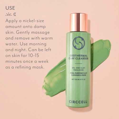 CIRCCELL Geothermal Clay Cleanser and Mandarin Cleansing Milk - Hydrating Facial Cleansers - Suitable for All Skin Types