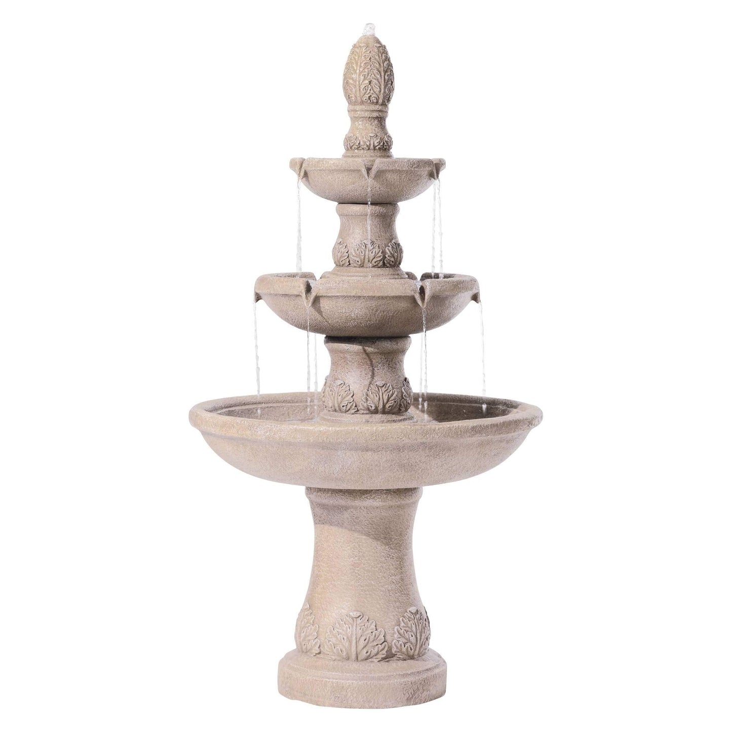 Domanico 57" High Large Italian Indoor Outdoor Decor Sand Stone Floor Fountain Waterfall 3-Tier Standing Basin Cascading Water Feature for Outside Garden Patio Yard Backyard Porch - John Timberland