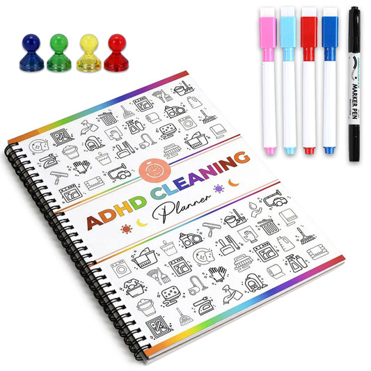 ADHD Cleaning Planner for Adults - Reusable ADHD Organizer with Magnetic Checklist & Dry Erase Folders - Daily Weekly Household Chore Chart for Home Organization - 120g Thick Paper, 2026 Edition (multicolour)