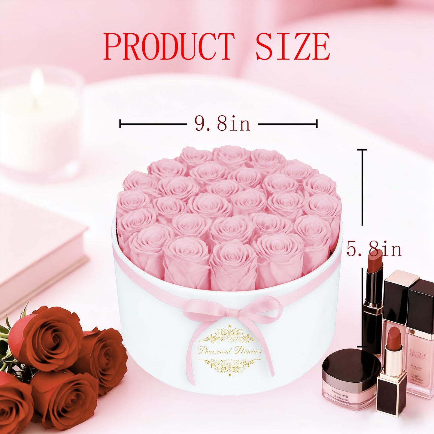 27 Forever Flowers in a Luxury Suede Box, Preserved Roses Birthday Gifts for Women, Romantic Anniversary Wedding Gifts for Women Her Girlfriend Wife Pink