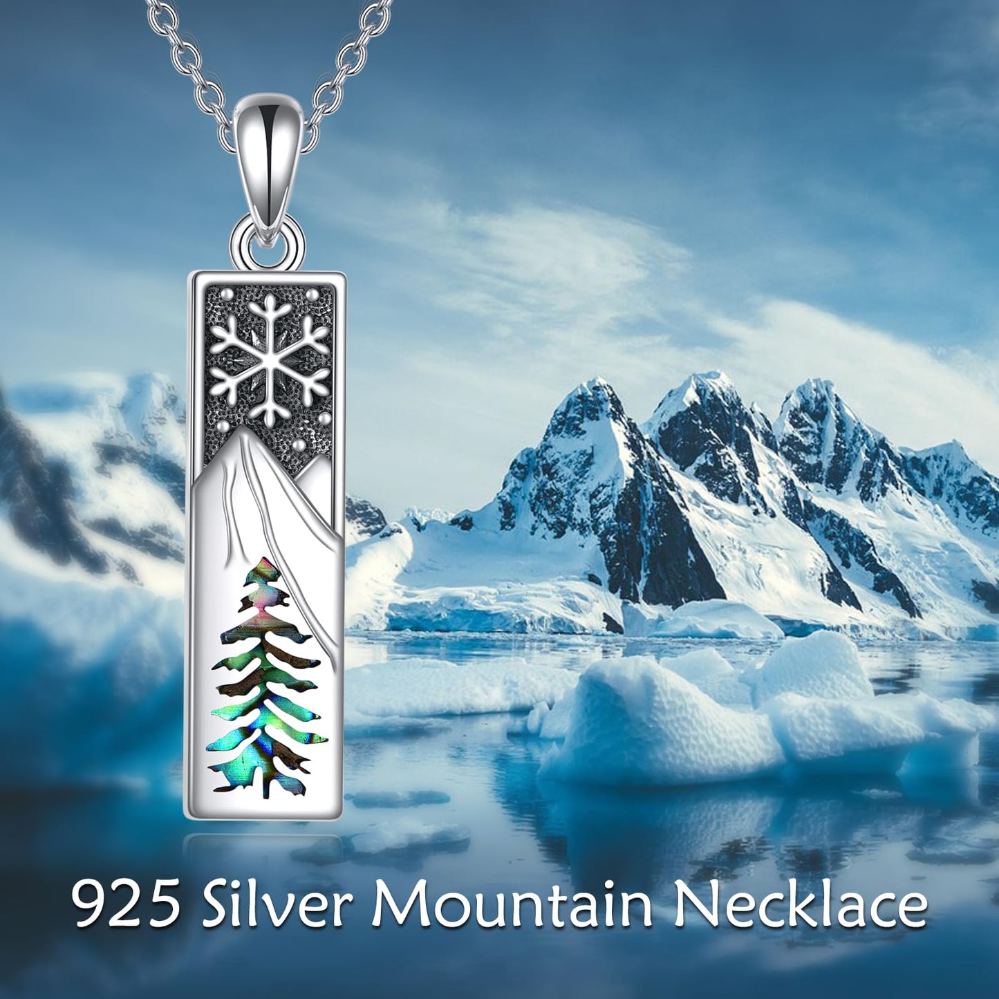 YFN Mountain Necklace for Women Sterling Silver Nature Necklace Jewelry Gift for Skiers, Hikers, Campers, Climbers and Nature Lovers (Snowflake mountain necklace)