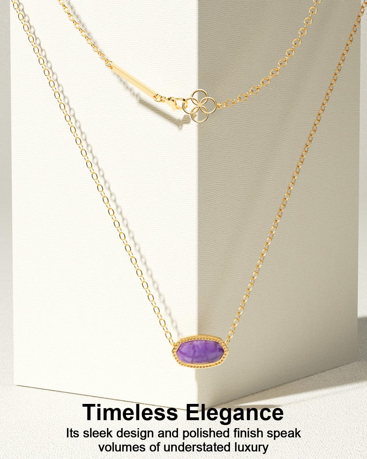AICase 18K Gold Plated Pendant Necklace for Women, Fashion Jewelry, Anniversary & Birthday Gifts, Purple