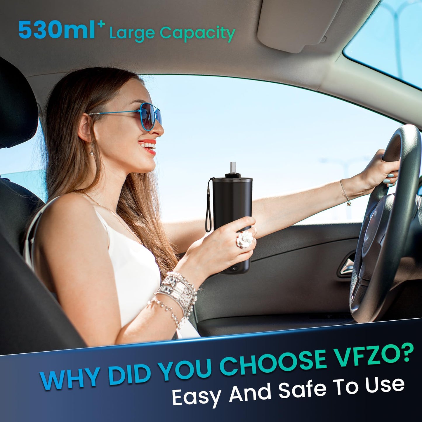 VFZO Temperature Control Heated Travel Mug Smart Self Heating Coffee Mug 20 Oz App Controlled LED Display coffee serving sets mug kept at a constant temperature for 4-10 hours (Black, 20 oz)