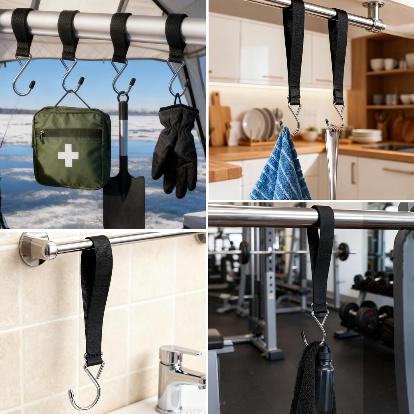 Vodolo 14PCS Ice Fishing Shelter Tent Hooks with Storage Box,Heavy Duty Ice Fishing Accessories and Equipment Gifts Must Haves for House Outdoor Camping Hunting