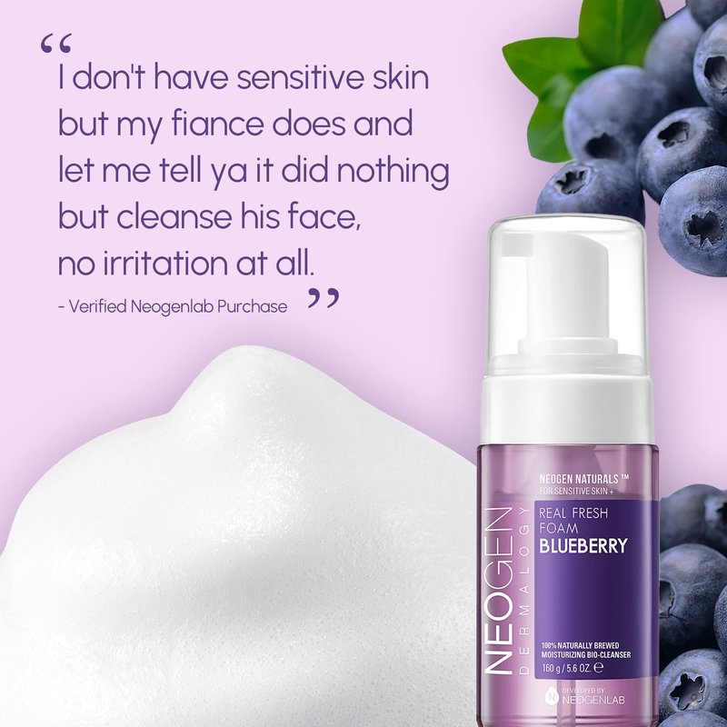 DERMALOGY by NEOGENLAB Real Fresh Foam Cleanser, Blueberry, 5.6 Fl Oz