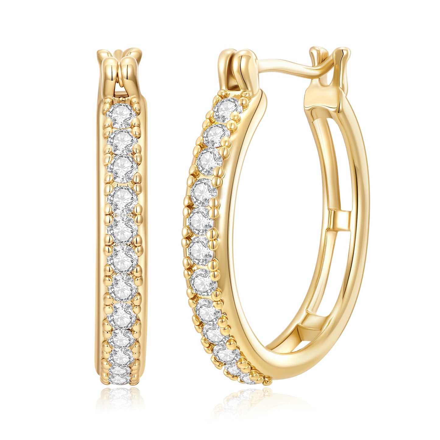 RYHIX 14K Gold Hoop Earrings for Women Small 14K Gold Earrings Trendy Womens Hoops Earring with Cubic Zirconia Hypoallergenic 25mm