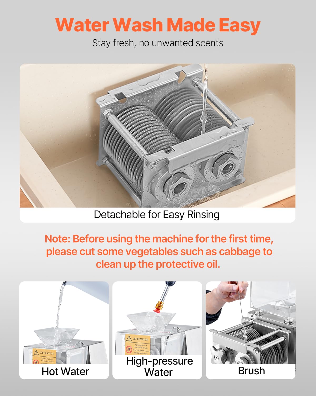 VEVOR 850W Meat Slicer, Commercial Meat Cutting Machine, Stainless Steel, 5 mm Thickness, Detachable Blades, Electric Food Slicer for Home Kitchen Restaurant Supermarket