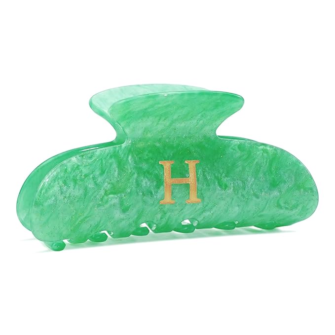 Initial Cute Hair Clips - Letter Elegant Hair Claw Clips, Fashion Glitter Claw Clips Durable Hair Clips, Wedding Gift, Bridesmaid Gifts, Birthday Gifts, Christmas Gift, Green Letter H