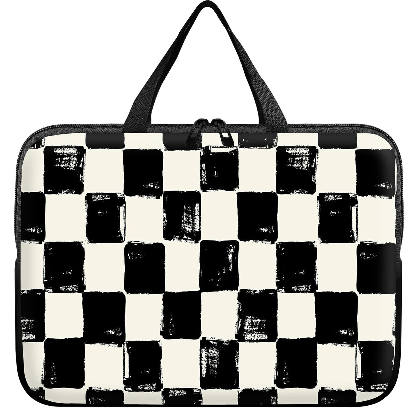 Laptop Sleeve Case Bag 13 inch, Black and White Checkered Slim Carrying Case Durable Handbag Travel Laptop Bag for 13 inch MacBook Air M3/M2/Pro M2/ 13" iPad Pro/Air M4/M2 2024