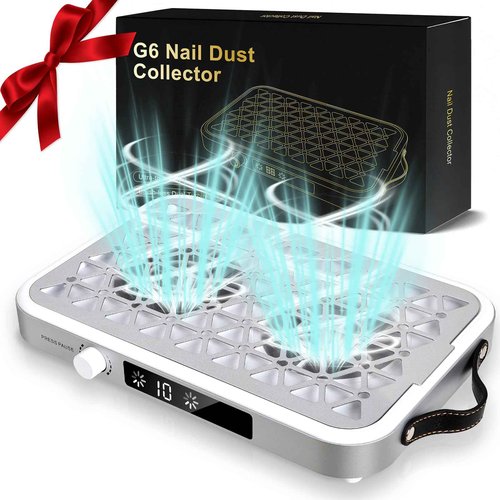 Professional Nail Dust Collector,4200rpm 1600pa,Save More Electricity Costs,10 Speeds,Disposable Filter Papers (30 Pcs), Portable Handle,Out-Of-The-Box,Matte White,Nail Vacuum For Home & Salon-White