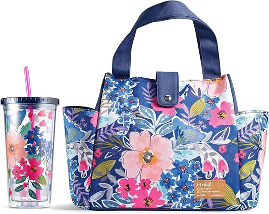 Fit & Fresh Lunch Bag For Women, Insulated Womens Lunch Bag For Work, Leakproof & Stain-Resistant Large Lunch Box For Women With Matching Tumbler, Snap Closure Westport Bag Floral