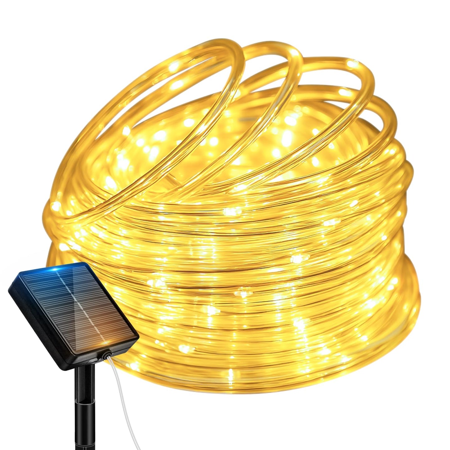 btfarm Solar Rope Lights, 120LED 46FT Solar String Lights Outdoor Waterproof, 8 Lighting Modes Solar Powered Strip Tube Light for Outside Garden Tree Christmas Yard Patio Wedding Decor, Warm White