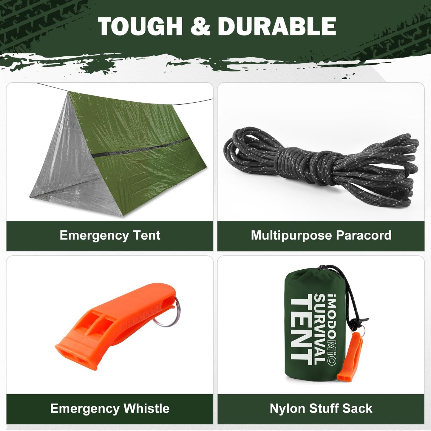 Life Emergency Tent Survival Shelter - 2 Person Mylar Waterproof Tube Tent with Survival Whistle & Paracord, All-Weather Essential Gear for Camping, Hiking & Survival Kits