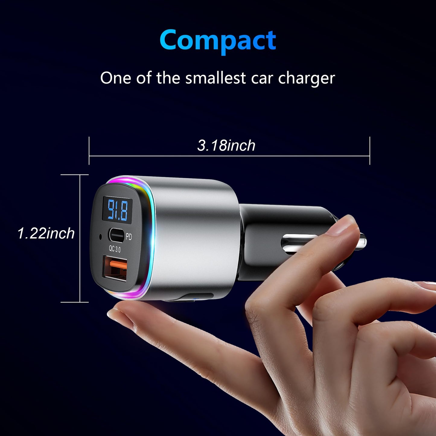 (Upgraded Version) FM Transmitter Bluetooth, SONRU Bluetooth Car Adapter [PD 30W & QC3.0 18W], Wireless FM Radio Transmitter, Hands-Free Calling, Siri Google Assistant, TF Card