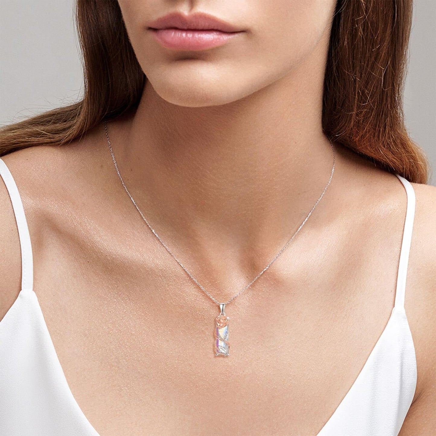 AENEAS Rose Gifts for Women Rose Necklace Sterling Silver Jewelry Gift for Her Crystal Necklace Gifts for Anniversary Christmas Birthday
