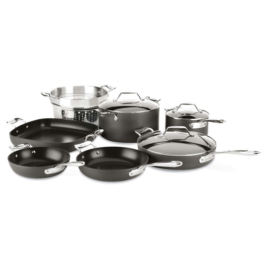 All-Clad Essentials Hard Anodized Nonstick Cookware Set 10 Piece Oven Safe 350F Pots and Pans Black