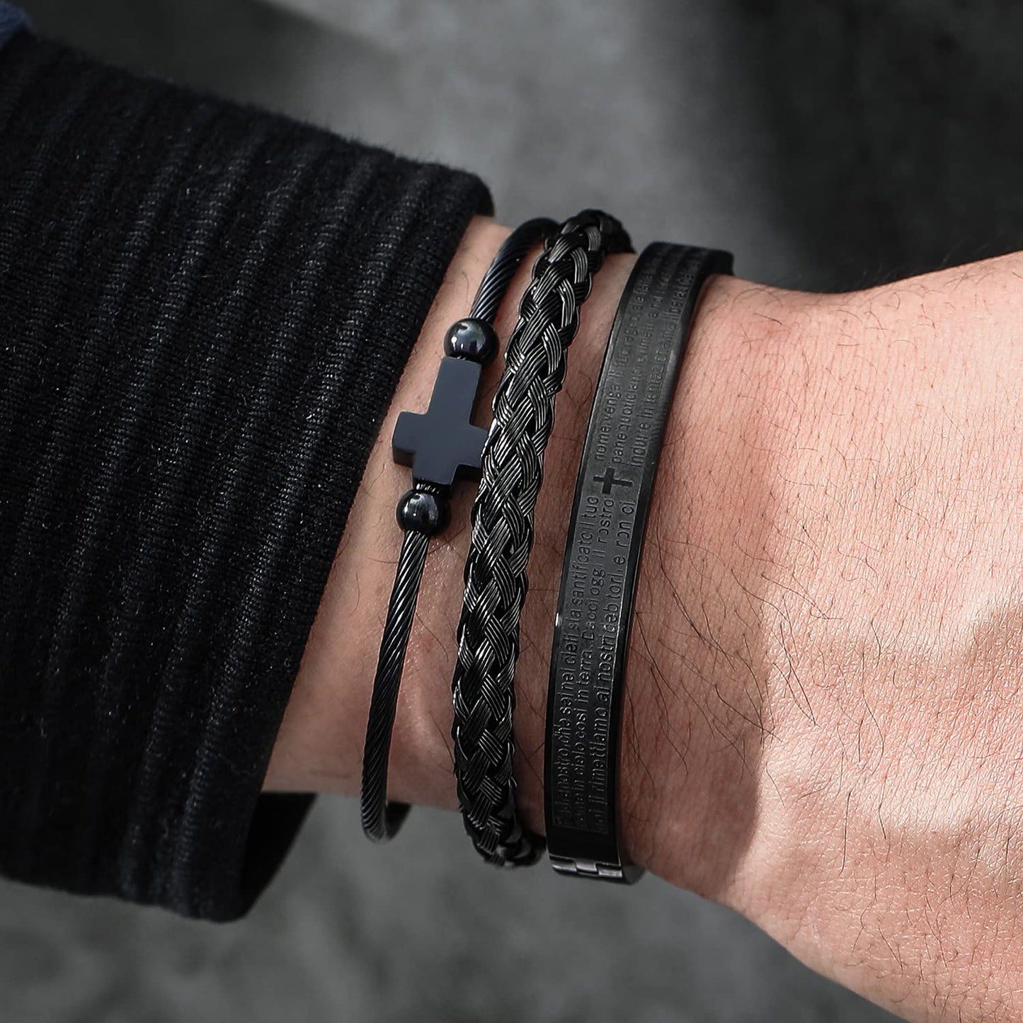 WFYOU 3PCS Stainless Steel Bracelets for Men Gold Roman Numeral Bangle Bracelet Twisted Cable Bracelet Adjustable Cuff Bracelet Mens Luxury Jewelry Bracelets Gifts