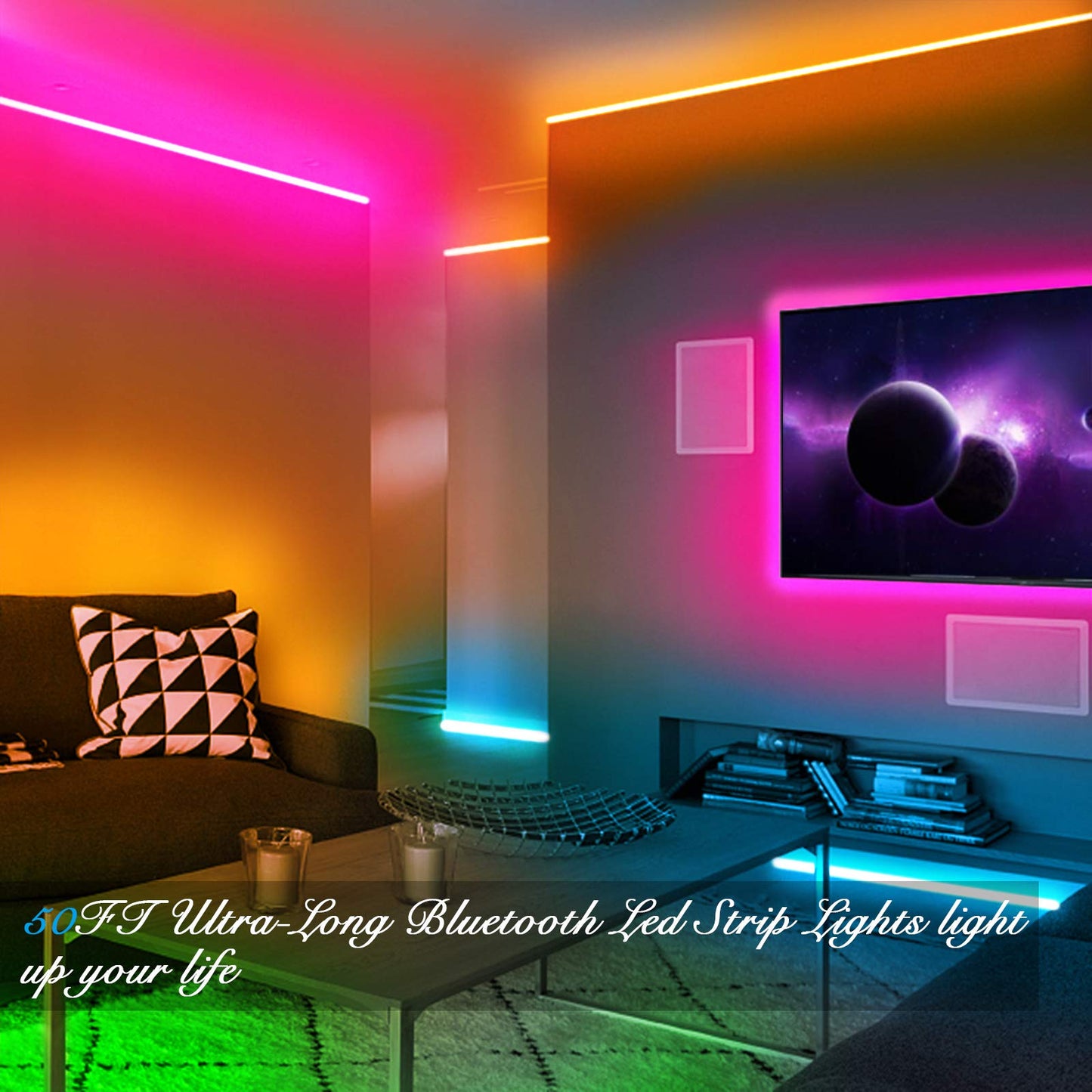 DAYBETTER LED Strip Lights 100ft RGB Lights Strip for Bedroom, Desk, Indoor Room Living Room Brithday Gifts Home Decor with Remote, 24V Power Supply