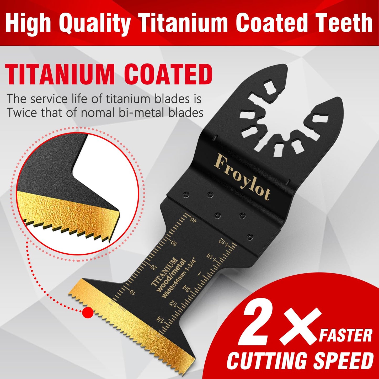 49PCS Universal Oscillating Tool Saw Blade Kit - Titanium Bi-Metal Multitool Blades Cutting Wood Nails/Metal/Plastic -Fits Black Decker DeWALT Porter Cable Rockwell Ridgid Ryobi Chicago Craftsman