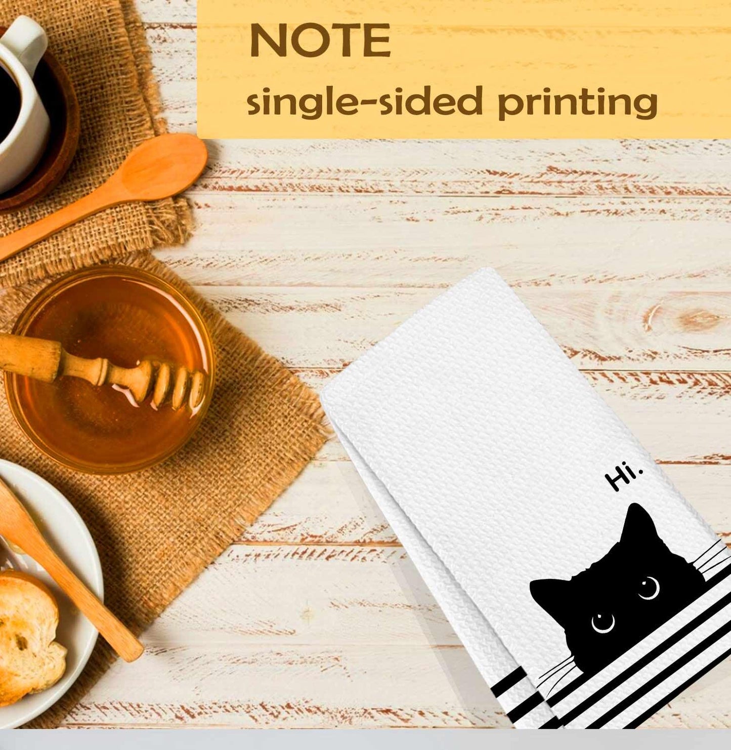 XYDEG Black Cat Gifts Hand Towels for Kitchen Bathroom Decor, Gifts for People Who Love Cats,Cute Waffle Weave Microfiber Dish Towels，16×24