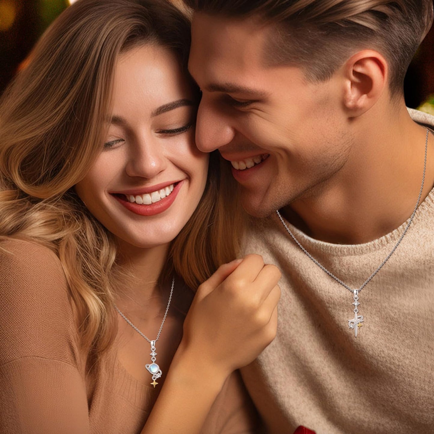 Silikepa Star Necklace for Women 925 Sterling Silver Star Pendant Necklace Friendship Couple Pendant Necklace with Moonstone Jewelry Gift for Women