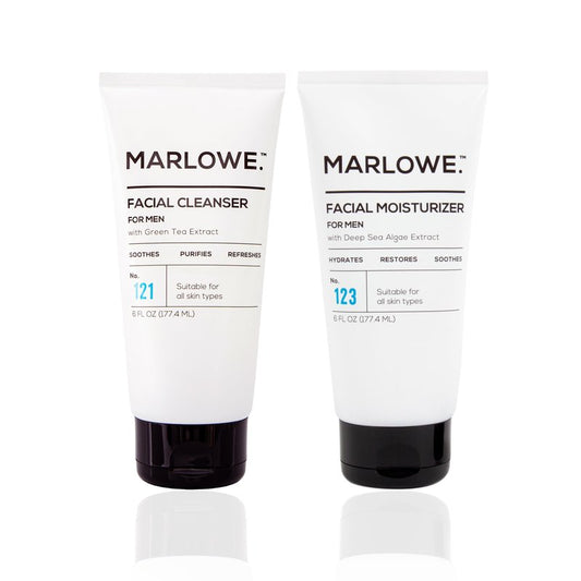 MARLOWE. Men's Skin Care Set, Purifying Facial Cleanser & Hydrating Face Moisturizer Duo, Cleanses, Refreshes, Soothes Skin, Great Gift for Men, Clean, Vegan Daily Grooming Essentials