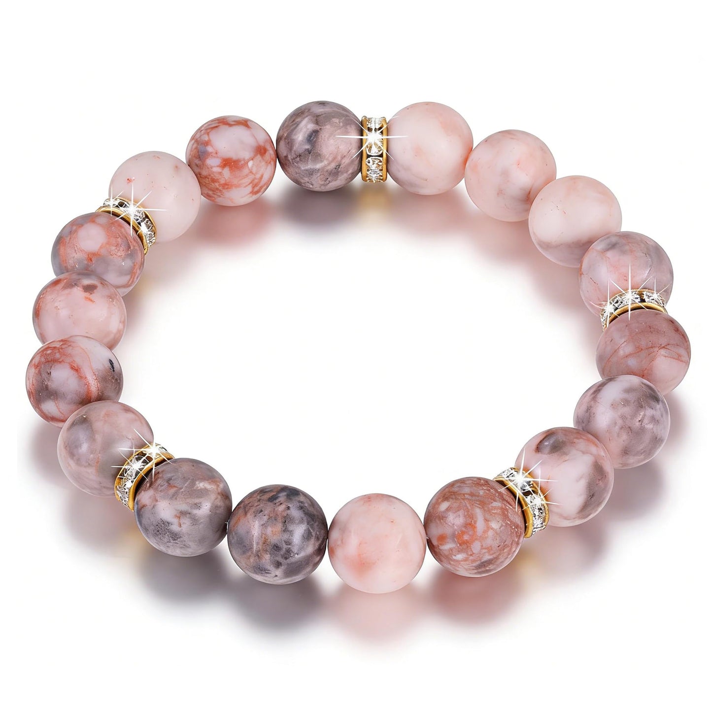Healing Beaded Bracelet for Women - Rose Quartz & Chakra Crystal Anxiety Stress Relief Bead Bracelets, Calming Stretchy Yoga Meditation Daily Wear Healing Stones Bracelet, Stress Relief Gift for Her