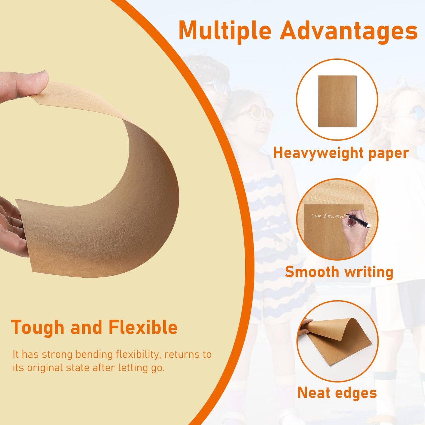 Guakicae 150 Sheets Brown Cardstock 5 x 7 Kraft Paper, 300gsm/110lb Heavyweight Flat Card Stock Recipe Paper for Cards Making, Wedding Invitations, Greeting Cards, Birthday, Mailing