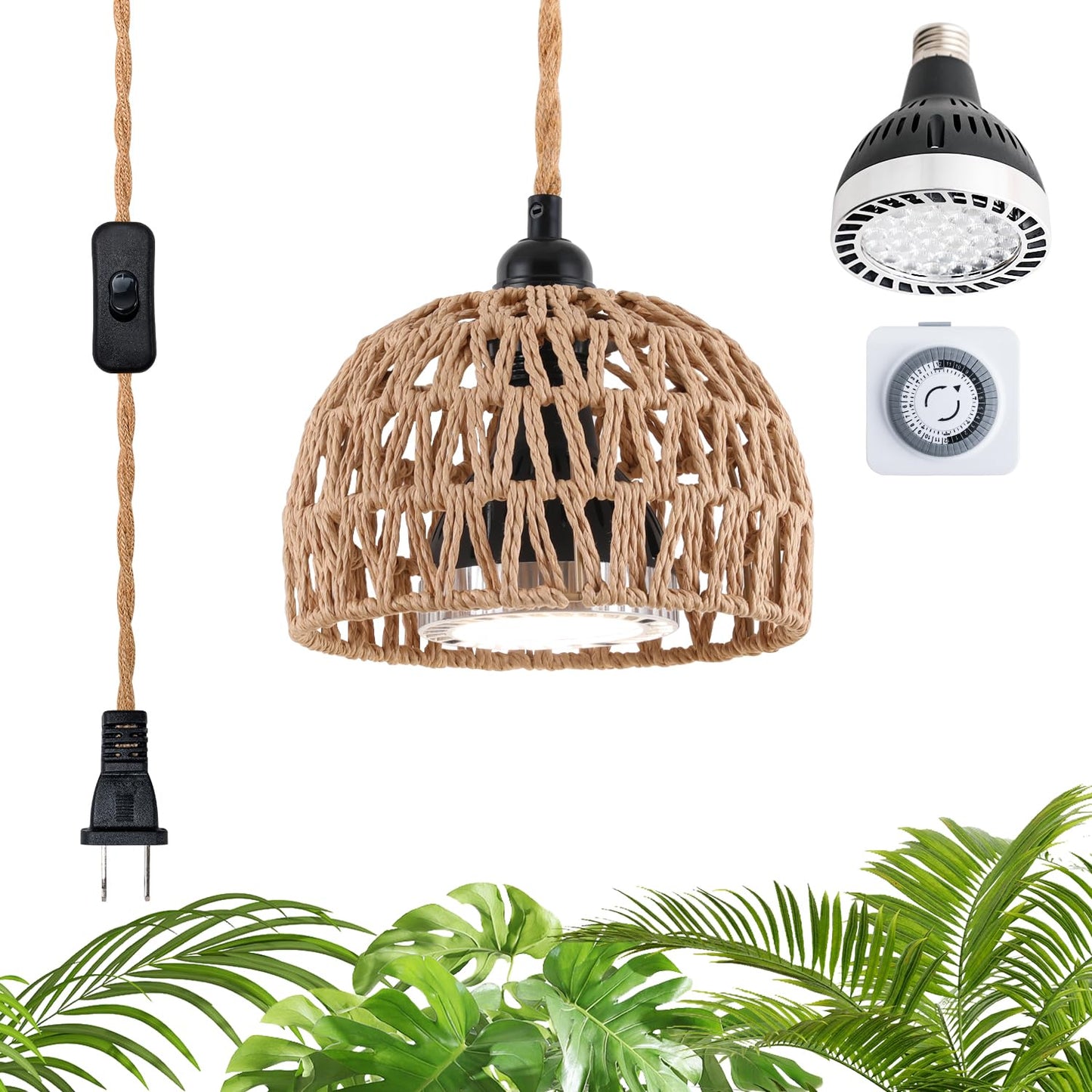 Cofiveevo Hanging Grow Lights for Indoor Plants, Full Spectrum Plant Light, with Timer and 15FT Power Cord, 30W Pendant Plant Lights for Indoor Growing, Garden, Flowers, Greenhouse (4000k)