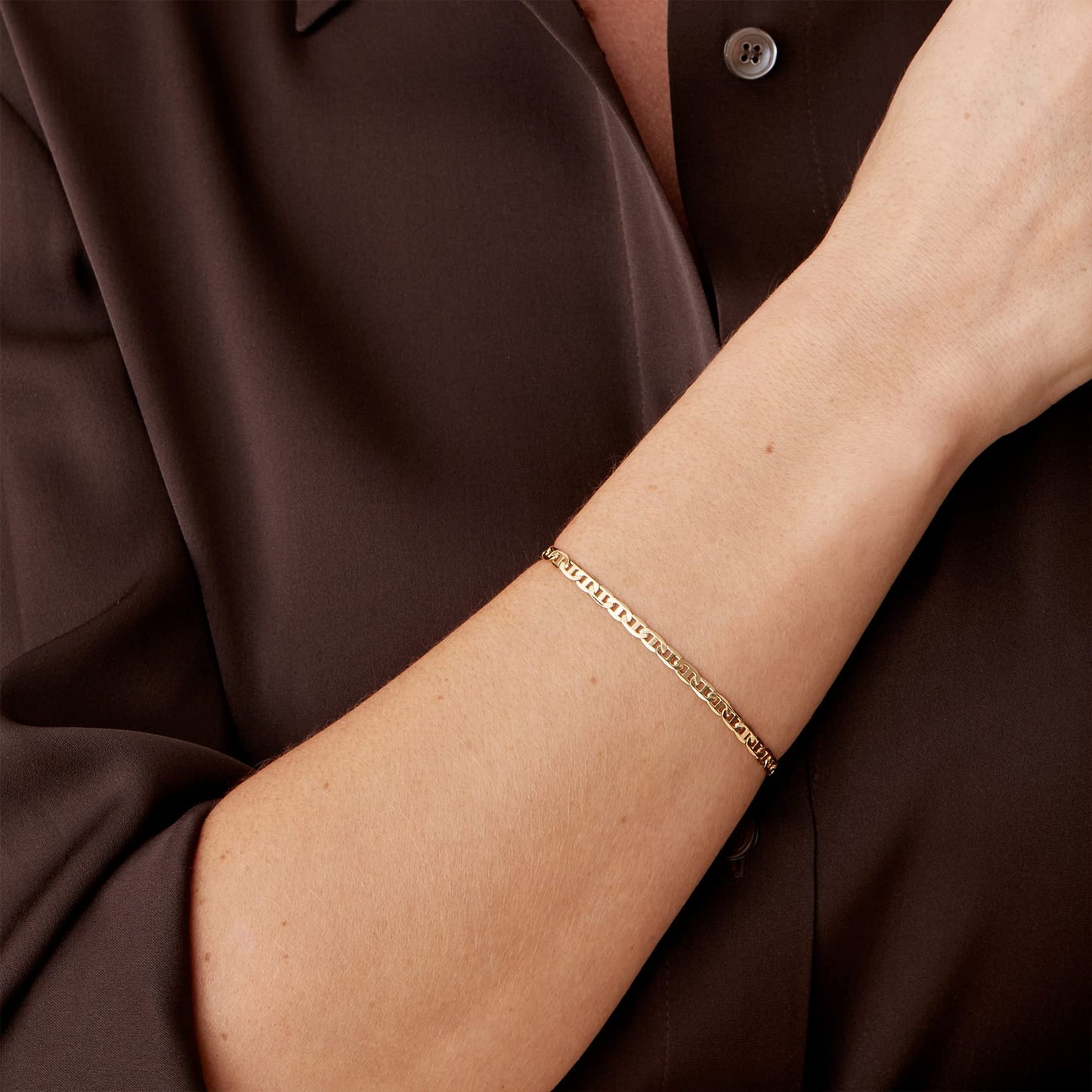 PAVOI 14K Gold Plated Paperclip/Curb/Figaro Chain Adjustable Bracelet for Women (Cuban, White Gold Plated)