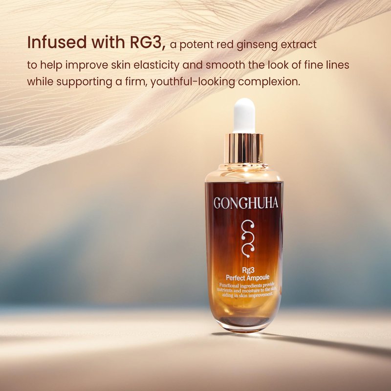 GONGHUHA RG3 Perfect Ampoule Intensive Anti-Aging Skincare with Red Ginseng for Even Skin Tone, Wrinkle Reduction, and Enhanced Elasticity – 45ml