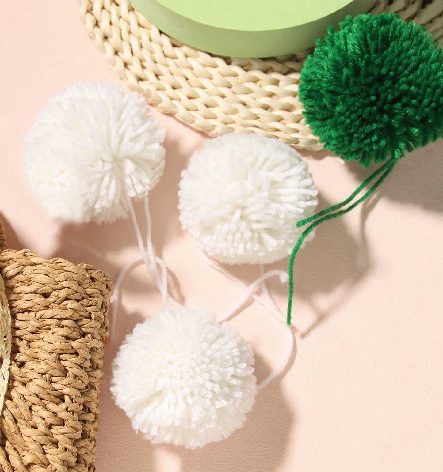 Pack of 12 Yarn Pom Poms for Hats 8CM-3INCH Party Supplies Handmade Detachable Art and Craft Fuzzy Pom Poms Decorative Accessories (White)