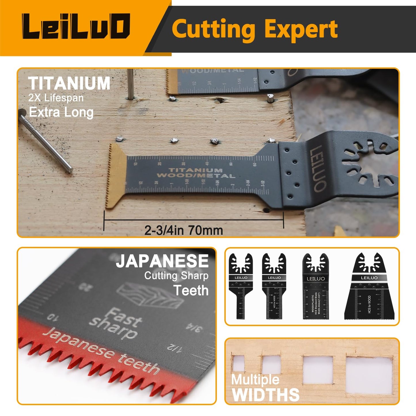 LEILUO 156 Pcs Multitool Blade Kits Oscillating Tool Cutting Sanding and Scraping Accessories with Storage Bag Oscillating Saw Blades Compatible with DeWalt Makita Dremel and More