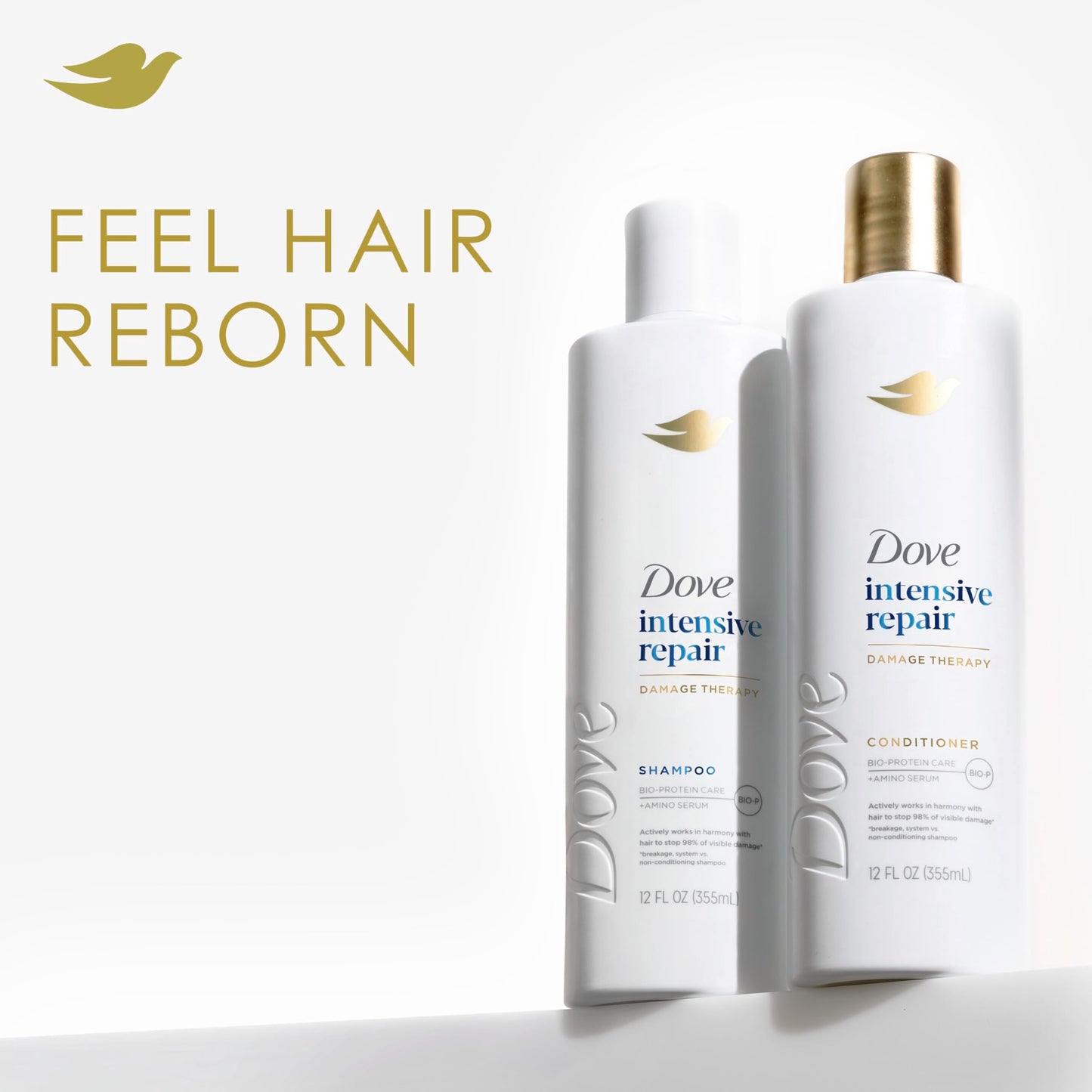 Dove Conditioner Intensive Repair 4 count for Damaged Hair Bio-Protein Care Technology and Amino Serum 12 oz