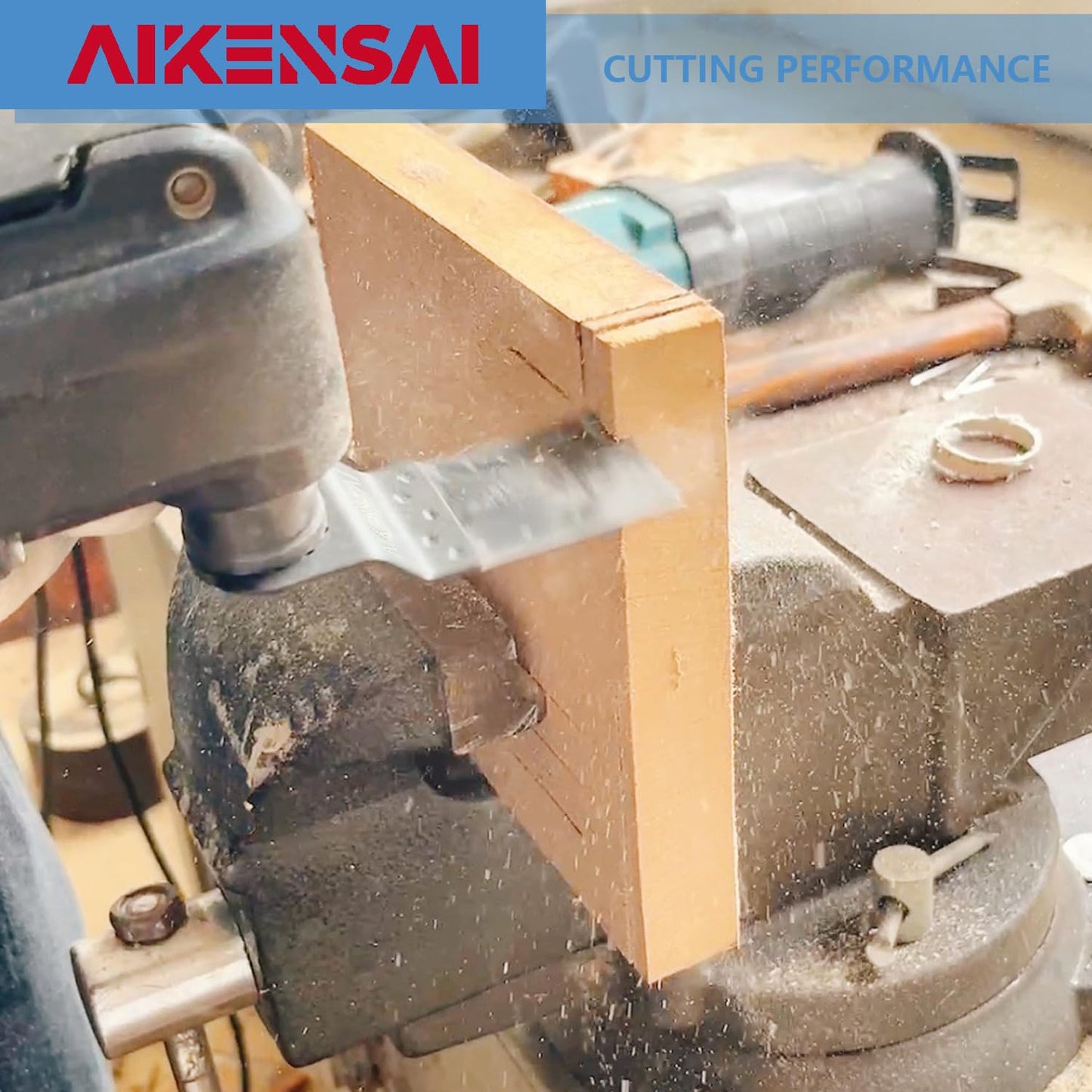 AIKENSAI 24 Pcs Oscillating Saw Blades Multitool Blades Wood and Metal Multi Tool Blades Kits Fit Dewalt Milwaukee Makita Bosch Dremel etc