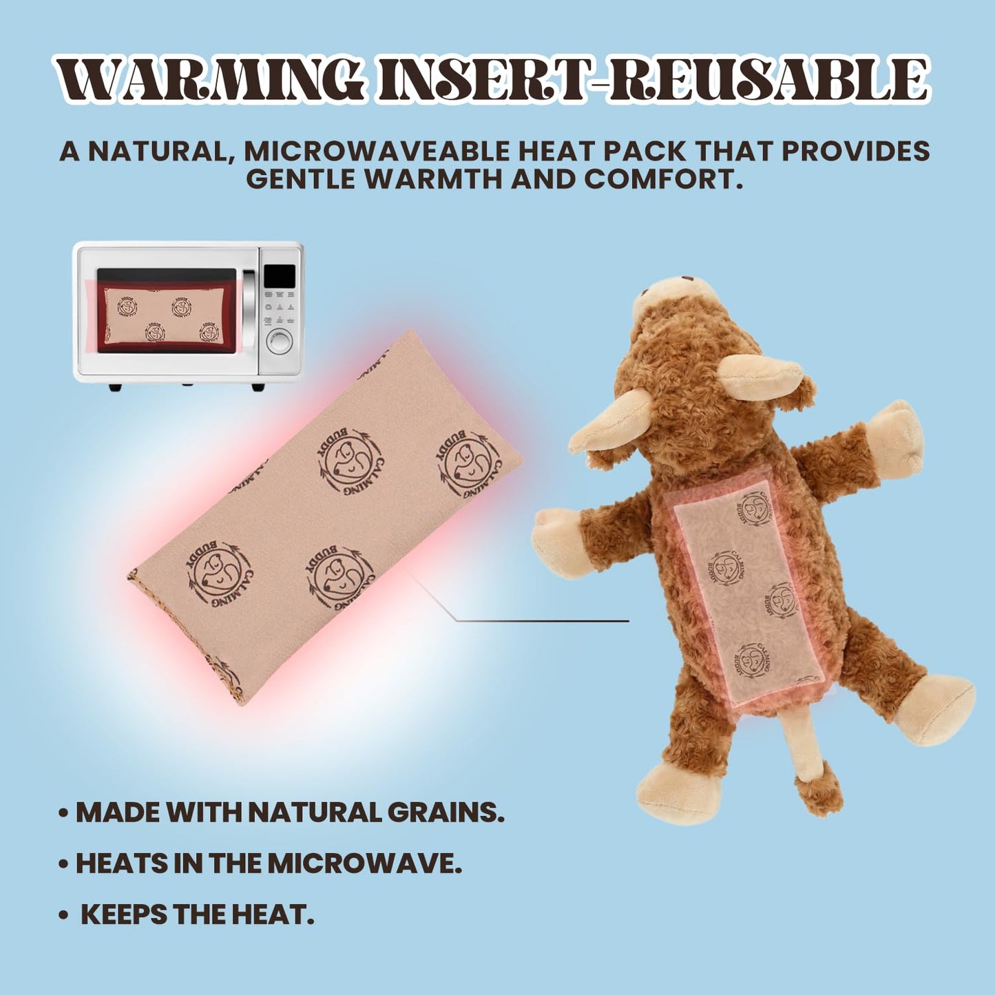 calming buddy - Cow Kit – Puppy Heartbeat Toy Sleep Aid for Dogs, Anxiety Relief Plush Toy with Heat Pack & Lavender, Includes Blanket & Squeaky Toy for All Breeds