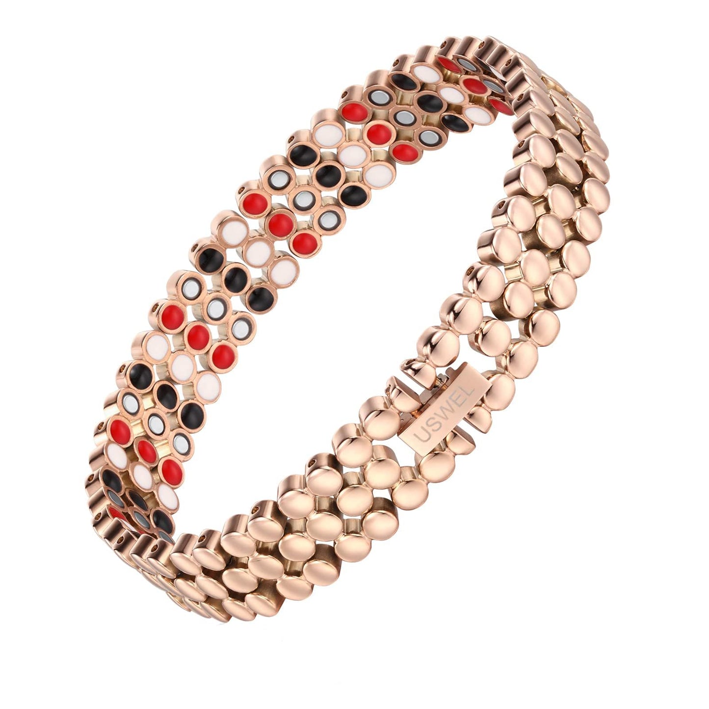 USWEL Magnetic Bracelets for Women - Pure Titanium Therapy Bracelet for Women with 139pcs Minerals, Jewelry Gifts