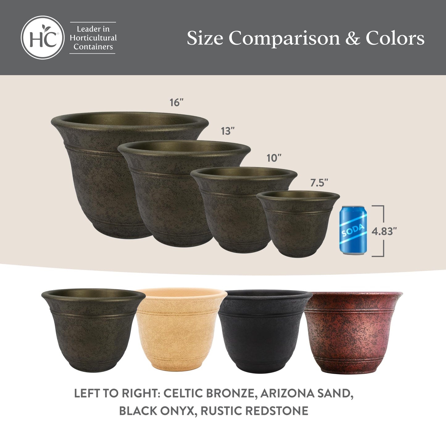 The HC Companies Sierra Round Self-Watering Pot - Lightweight Plastic Planter for Herbs & More - Durable Plant Pots for Indoor Plants & Outdoor Plants (7.5” Celtic Bronze, Pack of 2)