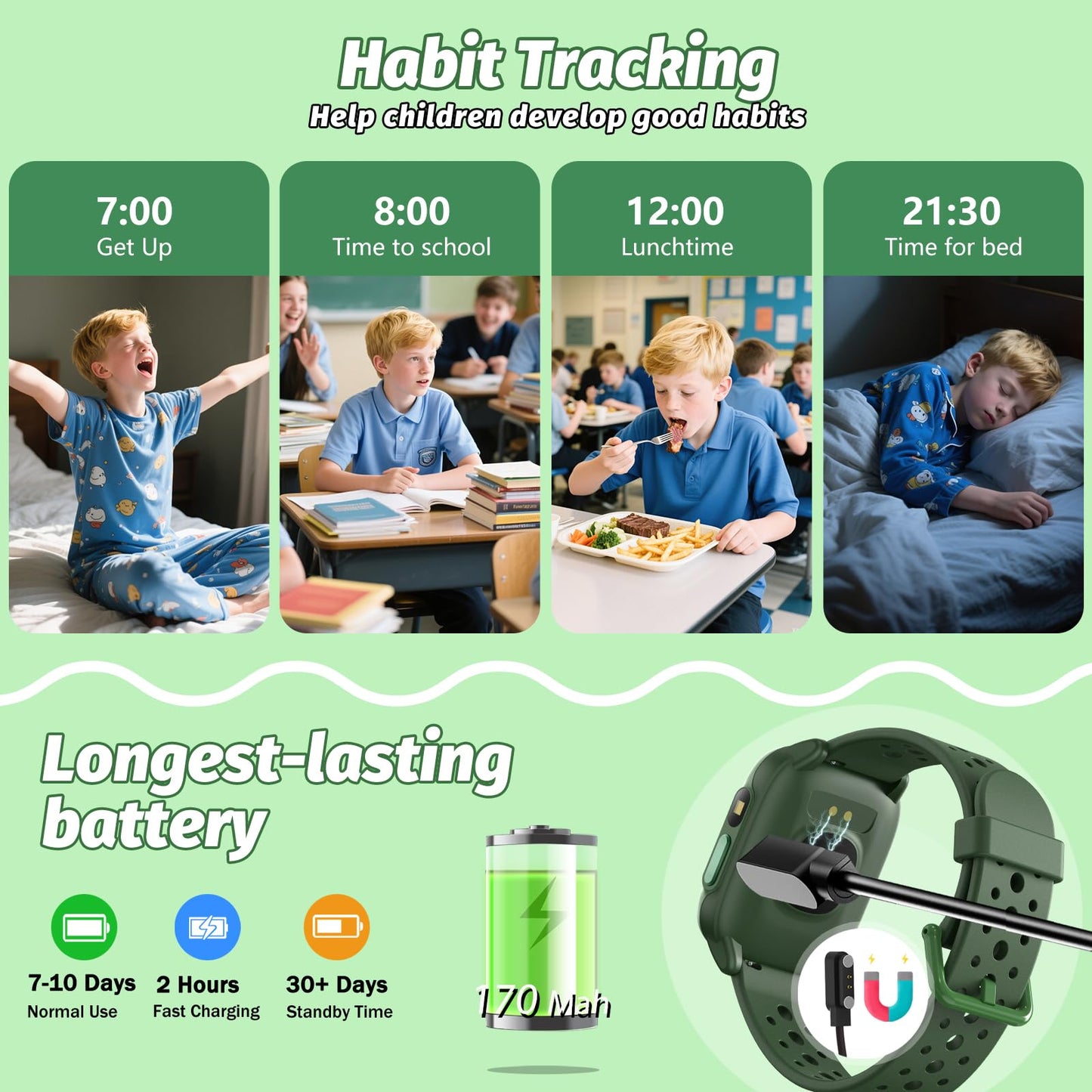 meoonley Kids Watch with 140 Sports Modes, 1.5" Kids Fitness Tracker, Smart Watch kids, No APP/Phone Required, Sleep Monitor, Heart Rate, Puzzle Games, IP68 Waterproof, Gifts for Girls Teens Aged 6-15