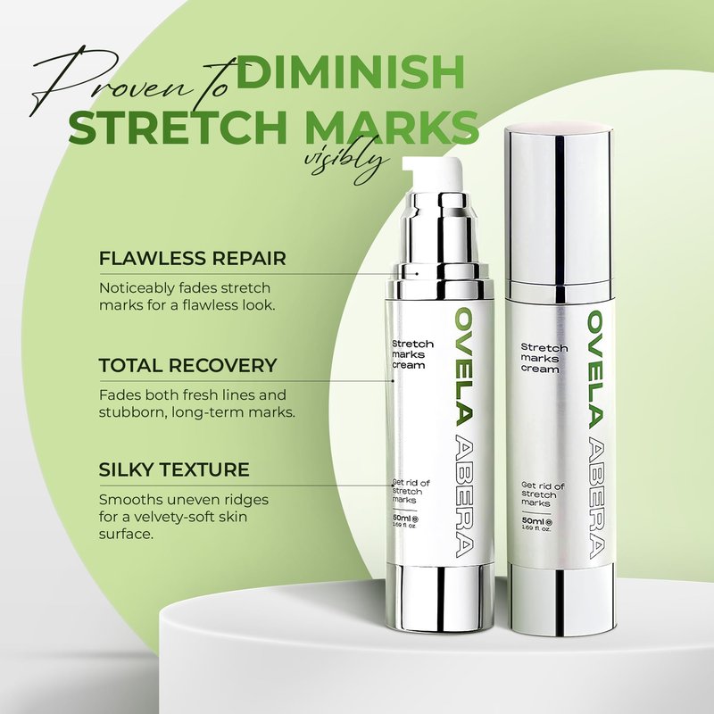 Abera Ovela Maternity Stretch Mark Cream for Pregnancy and Weight Fluctuations, Stretch Mark Treatment Pregnancy Must Haves, Deep Stretch Mark Removal, 1.69 fl oz