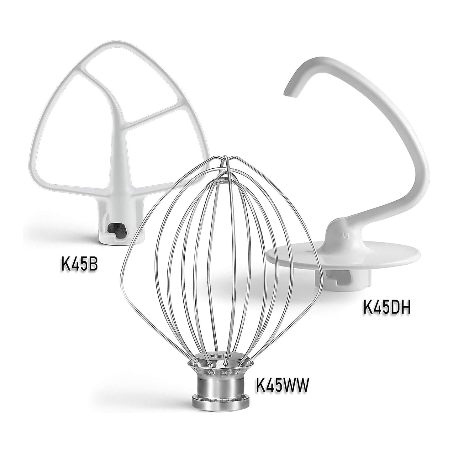 Attachments Accessories fit for Kitchenaid 4.5 QT Stand Mixer K45WW Wire Whip K45DH Dough Hook K45B Coated Flat Blade Paddle K45 K45SS KSM75 KSM90 KSM95 KSM100 KSM103 KSM110 KSM150PS prime&swift