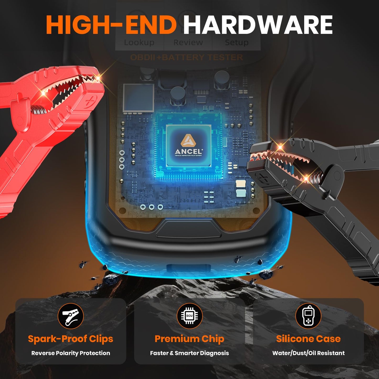 ANCEL AD410 PRO OBD2 Scanner and Battery Tester, 2-in-1 Car Diagnostic Tool, Check Engine Light, EVAP Test, Live Data, 12V Battery Analyzer with Cranking & Charging System Test for Car Motorcycle